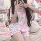 
New sweet and cute age-reducing pajamas two-piece set INS summer cartoon rabbit short-sleeved shorts girls can wear it outside. YFY9901 2XL [recommended 130-145Jin [Jin equals 0.5 kg]]