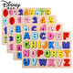 Disney abcd letter toy wooden numbers children's recognition number pinyin 26 English wooden board puzzle building block toy capital letters