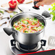 Supor (Supor) 304 acero inoxidable sopa de sopa roja pequeña sopa de olla de olla de olla de olla de olla de gas de olla caliente cocinera de inducción de gas universal adecuado para 3-5 personas versión espesada mejorada + red vapor de 24 cm