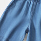 Snoopy (Snoopy) Kinder Sommerkleidung Kinder kurzärmelig für Jungen und Mädchen T-Shirts Denim Shorts Pink Letters + hellblaue Bells 110