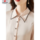 皮尔卡丹（pierre cardin）【2575人收藏】雪纺时尚长袖衬衫女洋气2025年春季新款200斤宽松 杏色 L 90-100斤内选购