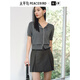Peacebird Frauenpullover Strickjacke Summer Ladies 'Placket Kontrast Farbe altes Geldstil Top für Frauen grau m