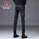 Pier Cardin 2025 Spring Black Jeans Men's Slim Foot Pants Мужские высококачественные брюки с высоким уровнем растяжения весны и осенью нового стиля QQN-1048-Black 30