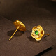 Ming Diamond International 18K Gold Jade Camellia Earrings Women's au750 Earrings Fashion Inlaid Earrings for Girlfriend's Birthday Gift