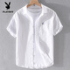 Playboy (PLAYBOY) Men's Line Lapel Short Sleeve T-shirt Loose Shirt Collar Top Clothes with Led T-shirt Line T-shirts Line Cloth Summer yunyi-9711 Blue Dark Color. M