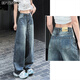 
Fashionable American fashion retro jeans for women in summer 2025 high waist slim loose and casual wide-leg pants for women