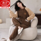 Langsha Marke Pyjamas für Frauen im Herbst- und Winterkorallen-Samt plus Samt verdickte Dicket können mit großer Reißverschlussflanell-Hauskleidung 9717 doppelseitig Jacquard Velvet M [Empfohlen 80-100 Jin [Jin Equals Equals ärgerlich]] getragen werden.