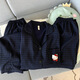 Jingpufei Summer Tulip Rabbit Pyjamas pour femme coton de coton Sweet Home Clothes Three Set Yunduo Cotton-9905 # Black Love Treece Set M [Suggestion 75-100jin [Jin est égal à 0,5 kg]]]