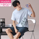 
Modal 2025 new summer striped pajamas for men for summer teenagers short-sleeved men's pure cotton home clothing for men's large size Y6627 XL weight (125Jin [Jin equals 0.5 kg]-145Jin [Jin equals 0.5 kg])