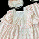 Sweet style children's pajamas for women three-piece summer 2025 new princess style short-sleeved girls striped home clothes 9708# princess collar three-piece set [short sleeves + shorts + trousers] 145 [Size] Height 145-155CM Weight 68