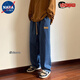 NASALIKE pants men's spring and autumn retro jeans men's straight loose trendy brand ins wide-leg pants American high street casual trousers [high quality] 9901 black S recommended weight 80 Jin [Jin equals 0.5 kg]-90 Jin [Jin equals 0.5 kg]