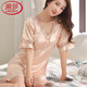 Langsha (Langsha) sexy Pyjama für Frauen, Seideneissensen-Nachthemd für Frauen, Sommerspitze Korean kurzärmelige Kleidung, Hauskleidung, großer Pyjamas für Frauen, ausgestaute Ärmel, dunkelgrau 1098 Modelle M 80-Jin [Jin gleich 0,5 kg]