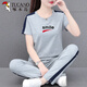 Woodpecker (TUCANO) summer thin sports suit for women 2025 new mother suit fashionable summer casual cotton short sleeve two-piece set 695 royal blue [trouser suit] M [recommended 80-95 Jin [Jin equals 0.5 kg]]