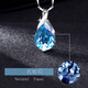 Aquamarine Pendant Natural Topaz Aquamarine Crystal Silver Necklace Topaz (Necklace + Earrings)