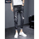 Zengzhi Denim Jeans Pantalones recortados para hombres Marca moderna 2025 Summer Nuevo delgado Falim Foot Spring y Autumn Long pantalones 897 Negro 28