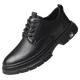YRC men's shoes new British sports casual leather shoes men's genuine leather breathable lace business soft sole work shoes A style black single shoes four seasons 42 standard leather shoe size