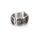 IDEAGEMER925 Silver Arrow Skull Gold Foil Ring Men's Trendy Niche Design Retro Handsome Versatile Ring Accessories Retro Skull Ring Opening No. 19-21
