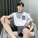 Zhenyunyuan pajamas men's summer short-sleeved shorts cotton teenagers simple summer vest large size middle-aged home clothing set 9928 single size men's L size (suitable for 95120Jin [Jin equals 0.5 kg])