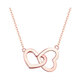 DL 1998 Fat Donglai same style 18k gold necklace for women 18K color gold double love heart AU750 rose gold interlocking golden locks 18K gold double love necklace