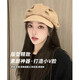 Hat Korean short-brim beret cloud octagonal hat for women autumn thin large head circumference versatile hat trendy black