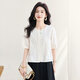 
Cypress House round neck shirt 2025 summer new women's simple embroidered retro short-sleeved literary top