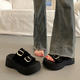 Belle-style super hot French thick-soled sandals for women in summer wear fashionable 2025 new niche outdoor beach shoes black 38