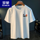 Romon Trendy Brand kurzärmeligte T-Shirt-Männer gedruckt halbärmelig loses T-Shirt Xinjiang Baumwolle bequem und vielseitig trendy Fünf-Punkte-Hülle-Kleidung Herrenschwarz [JSW9923] M geeignet für 90-108jin [Jin gleich 0,5 kg] tragen