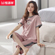 Hengyuanxiang pajamas women's summer pure cotton women's short-sleeved cropped pants simple 2025 new pullover for outdoor home clothes NJR-NXF9853 light pink letters pullover short-sleeved seven L [soft and skin-friendly, comfortable pure cotton]