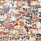 LNGA LANDGRE Capibala/line puppy hand-painted stickers cartoon cute capybara hand account DIY self-adhesive children's decorative small pattern Guka self-adhesive stickers mobile water cup decorative stickers Crayon Shin-chan 100 stickers 3-5cm