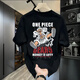 
LEE KIDS Japanese One Piece Nika Luffy cartoon peripheral short-sleeved men autumn teenager student round neck T-shirt top trend V1048 black S