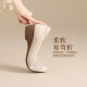 ZHR top layer cowhide women's shoes commuting leather shoes for women's shallow mouth thick heel single shoes workplace work shoes S689 beige 36