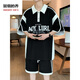 UXST青少年短袖t恤12-15岁男孩衣服13初高中学生POLO衫14大童夏装套装 6629白色(短袖+短裤) 品质保证 3XL 160-175斤左右