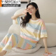 
Modal pajamas women's summer pure cotton thin cute short-sleeved trousers for outerwear set Spring and Autumn loose summer home clothes Y9716 2XL (recommended 130-145 Jin [Jin equals 0.5 kg])