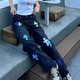 Chrome Heart Stu Vlbe Miami ch Color Cross Veneer Men and Women Style High Street American Straight-Drum Croque Jean noir Cross jaune (9928) S