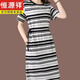 Hengyuanxiang (Hyx) Robe à rayures en coton pure d'été pour femmes T-shirt à manches courtes en vrac et mince.