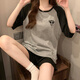 素芙露睡衣女夏季女款短袖带胸垫一体式家居服宽松大码休闲新款套装 12347 满铺小狗 带胸垫 带胸垫 M