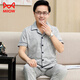 
Catman (MiiOW) Middle-aged dad pajamas men's summer short-sleeved trousers 100 pure cotton suit for the elderly to add fat and larger size thin style 698 L (recommended 110-130 Jin [Jin equals 0.5 kg])