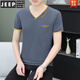Jeep Spirit Summer Camiseta de manga corta para hombres Camiseta de algodón puro en forma de V en forma de V de moda.