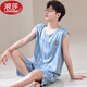 浪莎（LangSha）睡衣男款背心无袖短裤两件套装夏天薄款冰丝凉感速干球服大码学生 【冰丝无袖套装】 Q9901 L 男【100-125斤】