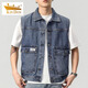 Goldene Schild Männer Denim Jacke Herbst Weste ärmellose Blue Jacket Männer losen vielseitige Weste Frühling und Herbst 9216 Schwarz M