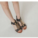 Hualin Fashion Bohemian Wedge Sandalen für Frauen 2025 Neue Modebemen Rom Schuhe Rindfleisch Sehnen Sohle Frauenschuhe Schwarz 1418-684 37