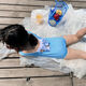 
Snoopy Children's Integrated Swimsuit Set 2025 Summer Baby Girl Cute Bikini Triangle Swimsuit Two-Piece Set Trendy Swimsuit + Hat 90 (Suggested height 80-90cm)
