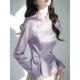 HUALIN FASHION2025早春紫色缎面衬衫新中式高端国风斜襟盘扣衬衣改良旗袍上衣女 紫色 4839 M