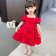 Mumuwu chiffon dress girls 2025 summer thin red princess dress new baby summer children's short-sleeved skirt red 90 (recommended 80-90cm 1-2 years old)