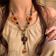 
Lu Shanwu sweater chain boho retro necklace for women new Chinese style exotic ethnic style travel high-end long accessories colored pearl Yunnan style necklace [suspended box]