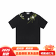 
Lilang HARSH AND CRUEL American alphabet plant flower round neck heavy short-sleeved T-shirt for men and women summer S1049# white L