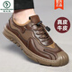 Woodpecker [handmade online] Summer sandals men's mesh hole shoes men's genuine leather casual leather shoes breathable men's shoes 6628 black 38