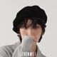 Zhenwei knitted hat black beret big head painter's hat women's summer breathable thin cloud hat men's octagonal hat a beige (leather edge) M (58-60c)