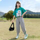G.duck女童夏装套装时尚洋气儿童女大童夏季12到15岁时髦女孩两件套夏款 白色 上衣+灰色裤子674 130