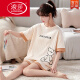 
LangSha Summer Pajamas for women pure cotton cute thin student shorts for spring and autumn two-piece suits for outdoor wear maroon GXT6636 picture color M (recommended 75-95Jin [Jin equals 0.5 kg])